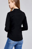 Ladies fashion plus size long sleeve button down stretch shirt
