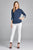 Ladies fashion plus size 3/4 roll up sleeve front pocket detail dot print stretch knit shirts