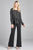 Ladies fashion plus size long sleeve round neck front self tie stripe print woven top