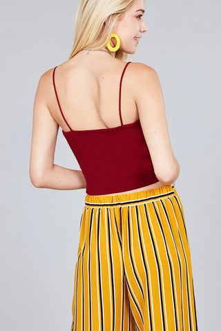 Ladies fashion straight neck crop double layer cami top