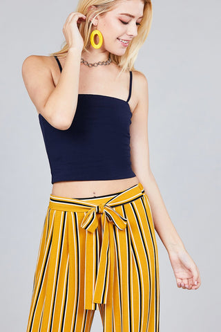 Ladies fashion straight neck crop double layer cami top