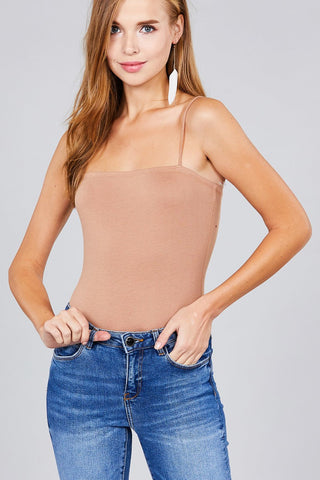 Ladies fashion straight neck cami bodysuit