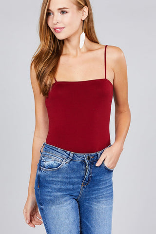 Ladies fashion straight neck cami bodysuit