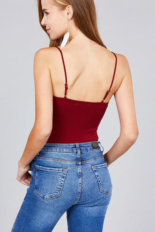 Ladies fashion straight neck cami bodysuit