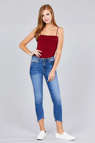 Ladies fashion straight neck cami bodysuit