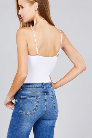 Ladies fashion straight neck cami bodysuit