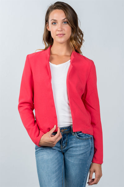 Ladies fashion red open front blazer