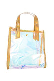 Holographic see through mini tote