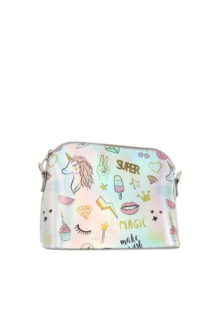 Magical print metallic dome crossbody bag