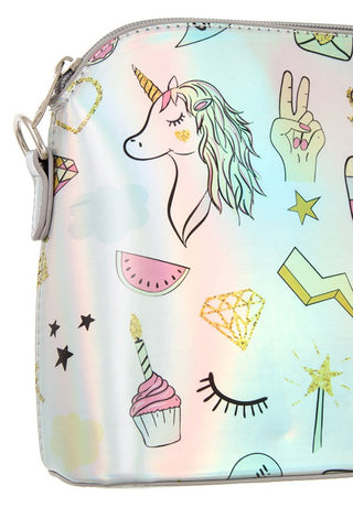 Magical print metallic dome crossbody bag