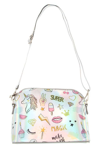 Magical print metallic dome crossbody bag