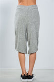 Ladies fashion grey drawstring waist loose capris pants