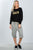 Ladies fashion grey drawstring waist loose capris pants