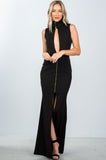 Ladies fashion zipper statement turtleneck maxi dress - merchandiserus2