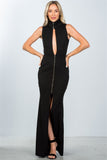 Ladies fashion zipper statement turtleneck maxi dress - merchandiserus2
