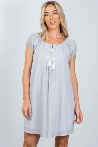 Ladies fashion tassel-tie boho shift dress - merchandiserus2