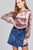 Ladies fashion long sleeve hoodie w/drawstring ice velvet crop top