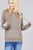 Ladies fashion long sleeve hoodie w/drawstring brushed hacci knit top