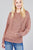 Ladies fashion long sleeve hoodie w/drawstring brushed hacci knit top