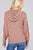 Ladies fashion long sleeve hoodie w/drawstring brushed hacci knit top