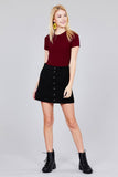 Ladies fashion short sleeve crew neck dty brushed bodysuit