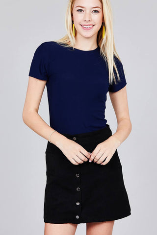 Ladies fashion short sleeve crew neck dty brushed bodysuit