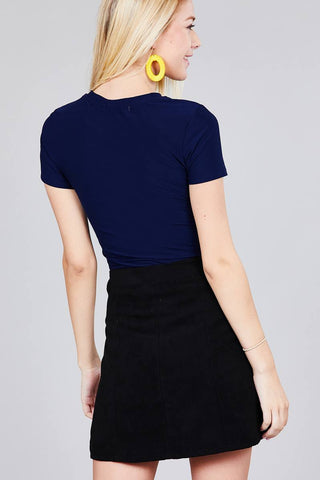 Ladies fashion short sleeve crew neck dty brushed bodysuit