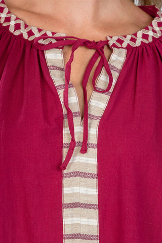 Ladies fashion bohemian stripe contrast sleeve mini dress - merchandiserus2