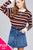 Ladies fashion plus size long sleeve multi striped dty brushed shirts