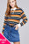 Ladies fashion plus size long sleeve multi striped dty brushed shirts