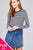 Ladies fashion plus sizelong sleeve crew neck striped dty brushed top