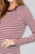 Ladies fashion plus sizelong sleeve crew neck striped dty brushed top