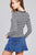 Ladies fashion plus sizelong sleeve crew neck striped dty brushed top