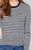 Ladies fashion plus sizelong sleeve crew neck striped dty brushed top