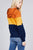 Long sleeve hoodie front kangaroo pocket color block pattern brushed french terry top