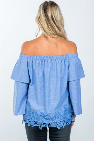 Boho off the shoulder crochet hem top