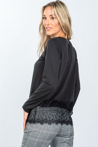 Boho lace-panel and hem top