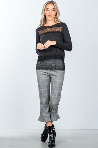 Boho lace-panel and hem top