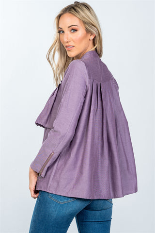 Layer pleated button down top