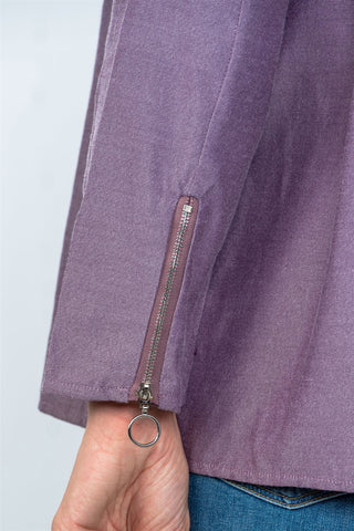 Layer pleated button down top