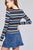 Ladies fashion plus size long sleeve crew neck multi striped dty brushed top