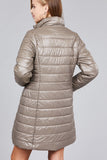 Ladies fashion plus size long sleeve quilted long padding jacket