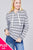 Ladies fashion plus size long sleeve hoodie w/drawstring stripe french terry top