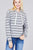 Ladies fashion plus size long sleeve hoodie w/drawstring stripe french terry top