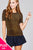 Ladies fashion plus size short sleeve crew neck metalic knit top