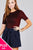 Ladies fashion plus size short sleeve crew neck metalic knit top