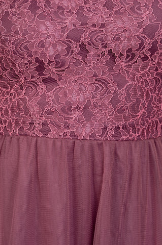 Ladies fashion plus size lace top midi dress with tulle skirt