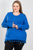Ladies fashion plus size blue pom-pom hem sweater