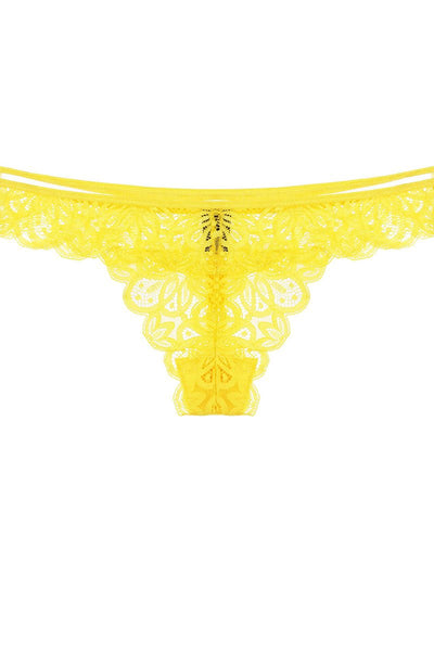 Lace thong with mesh band