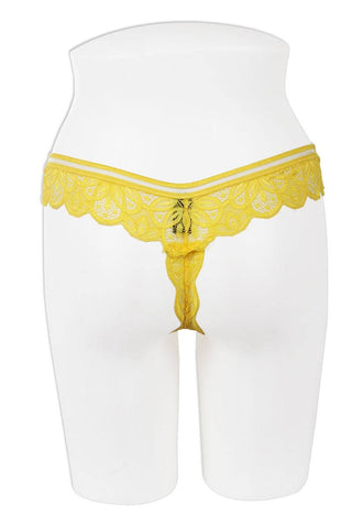 Lace thong with mesh band